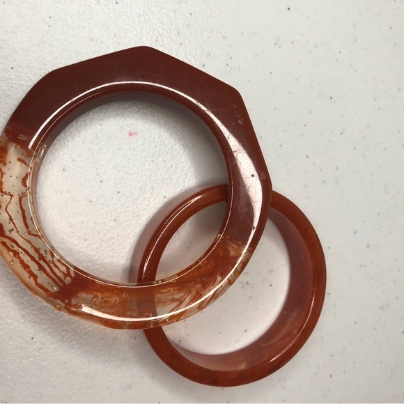 Lucite Orange and Rust Bangle Set set of two - Picture 2 of 3